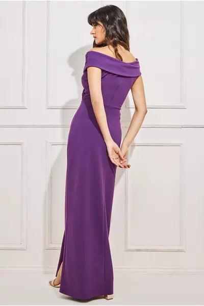A0983 Purple Bardot Maxi Dress