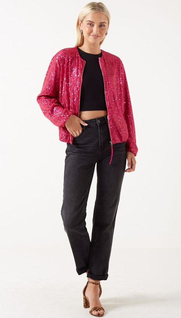 A1131 Pink Suzanne Sequin Jacket