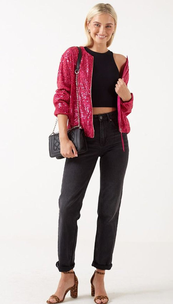 A1131 Pink Suzanne Sequin Jacket