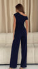 2-A2960 Donna Navy Off shoulder Jumpsuit