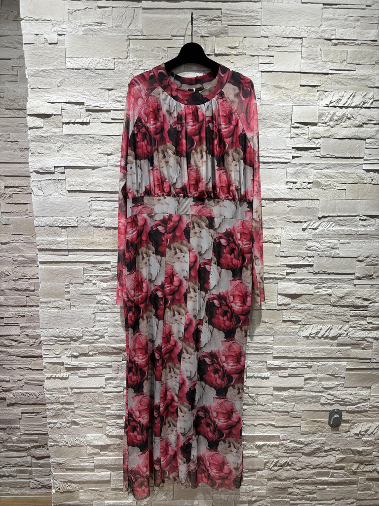A3274 Maria Floral High Neck Dress