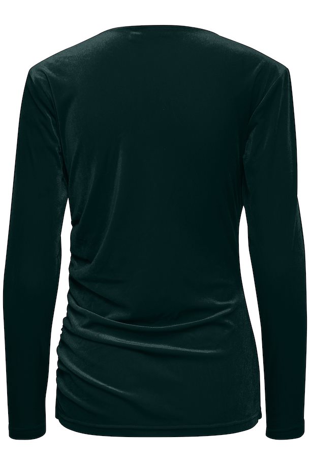 A1213 Velour Green Faux Wrap Top
