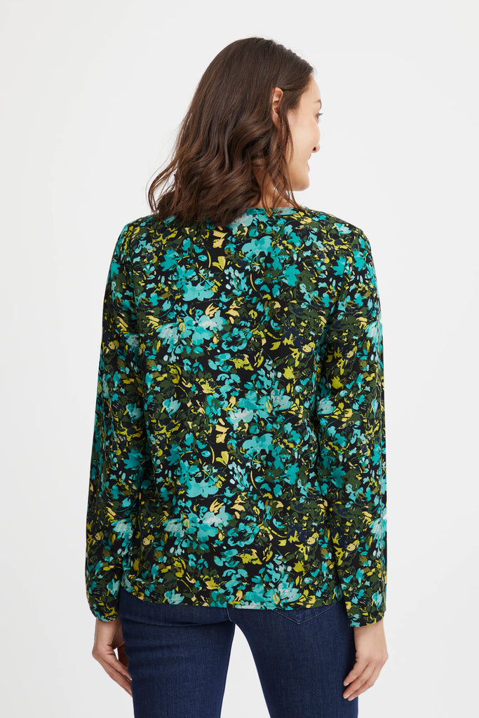 A1106 Kiki Blouse Turq Mix Print