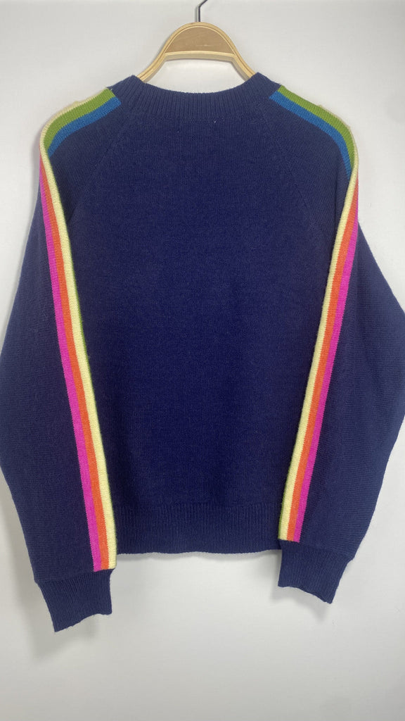 A3225 Navy Multi Stripe Knit Top