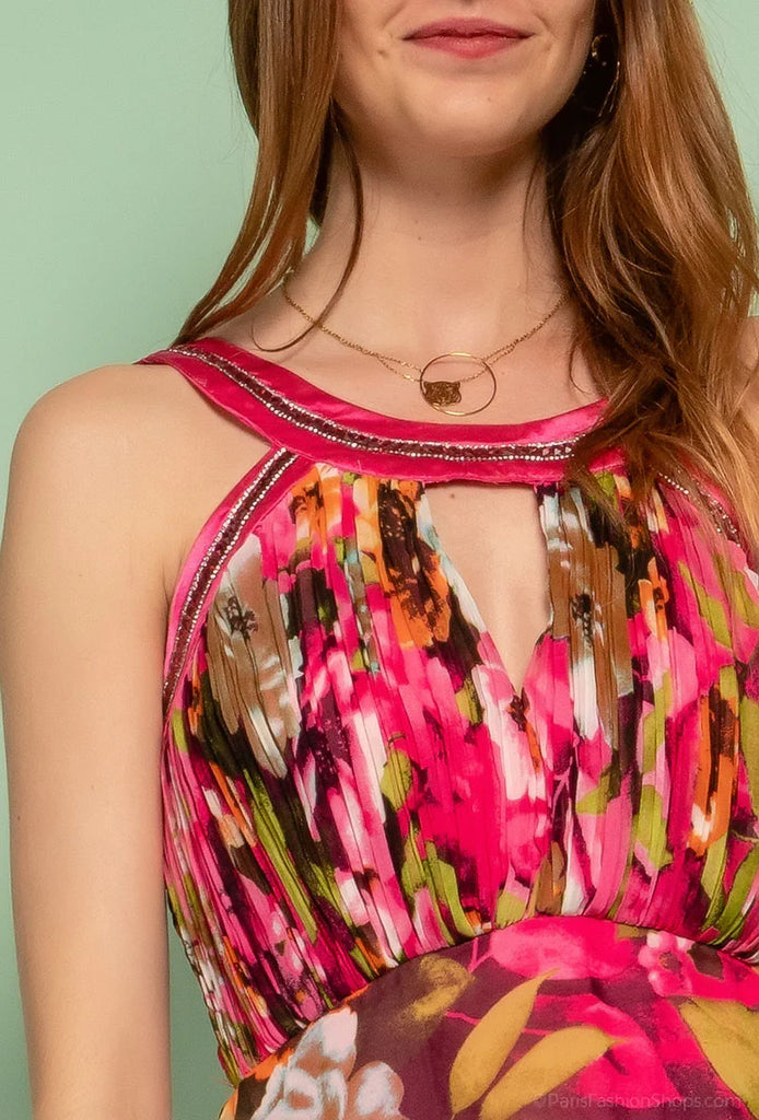A2253 Stasia Pink Floral Maxi Dress