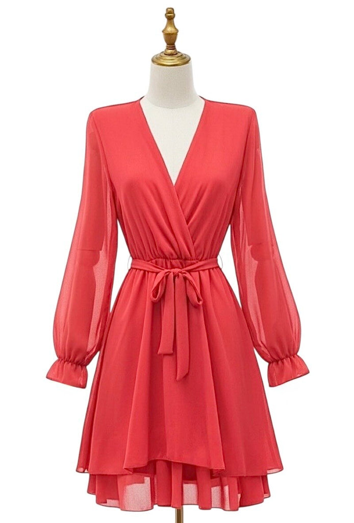 A2829 Nelia Raspberry Flounce Mini Dress