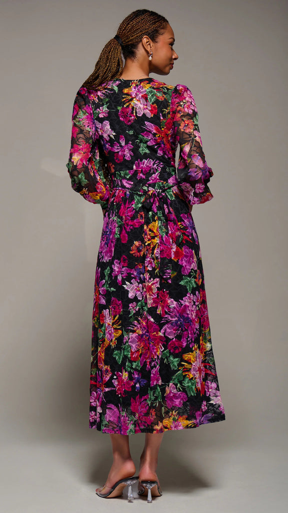 A2888 Riona Purple Floral Midi Dress