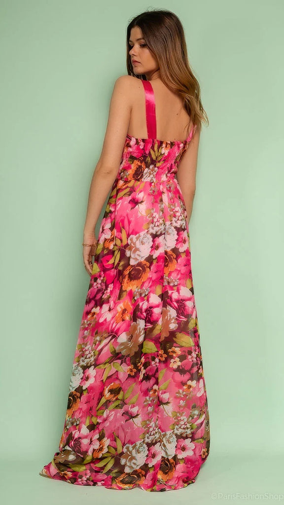 A2253 Stasia Pink Floral Maxi Dress