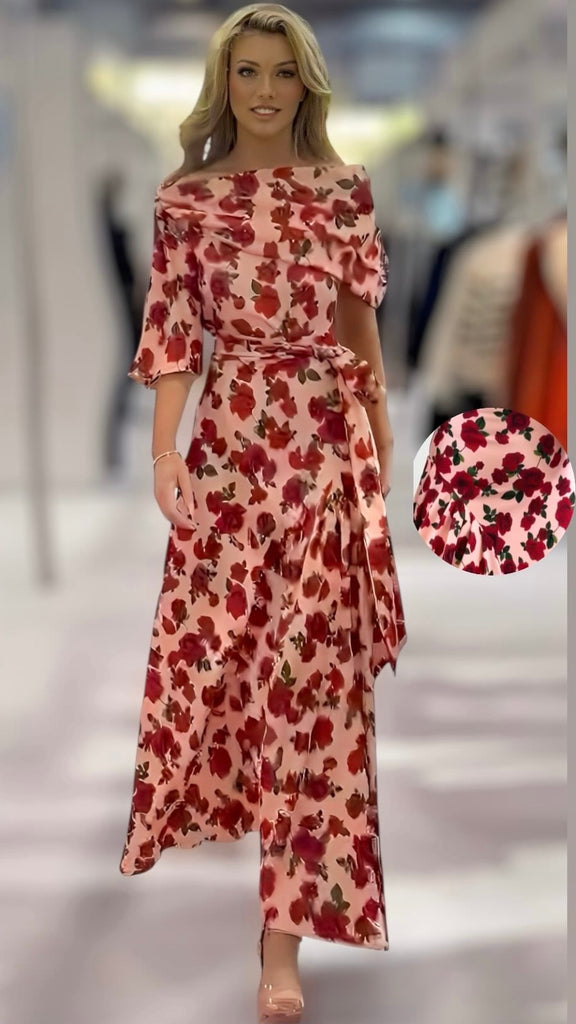 A2345B Inda Pink Floral Fit & Flare Dress