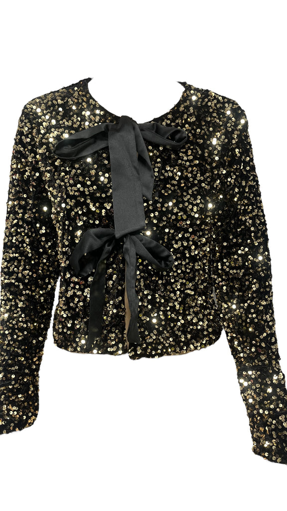 A2685 Gold Sequin Bow Jacket