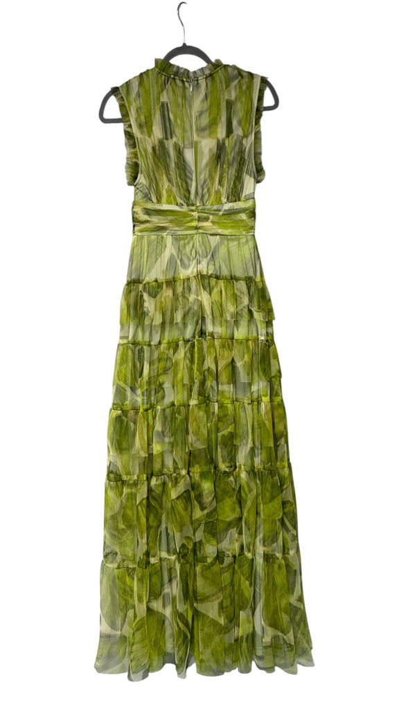 A2930 Lime Print Malva Flounce Maxi Dress