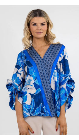 4-A1334 Blue Floral Tunic Dress