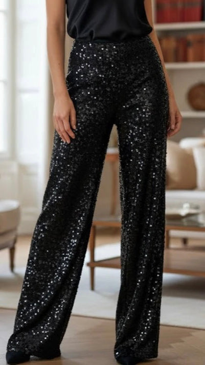 A2763 Black Sequin Trousers