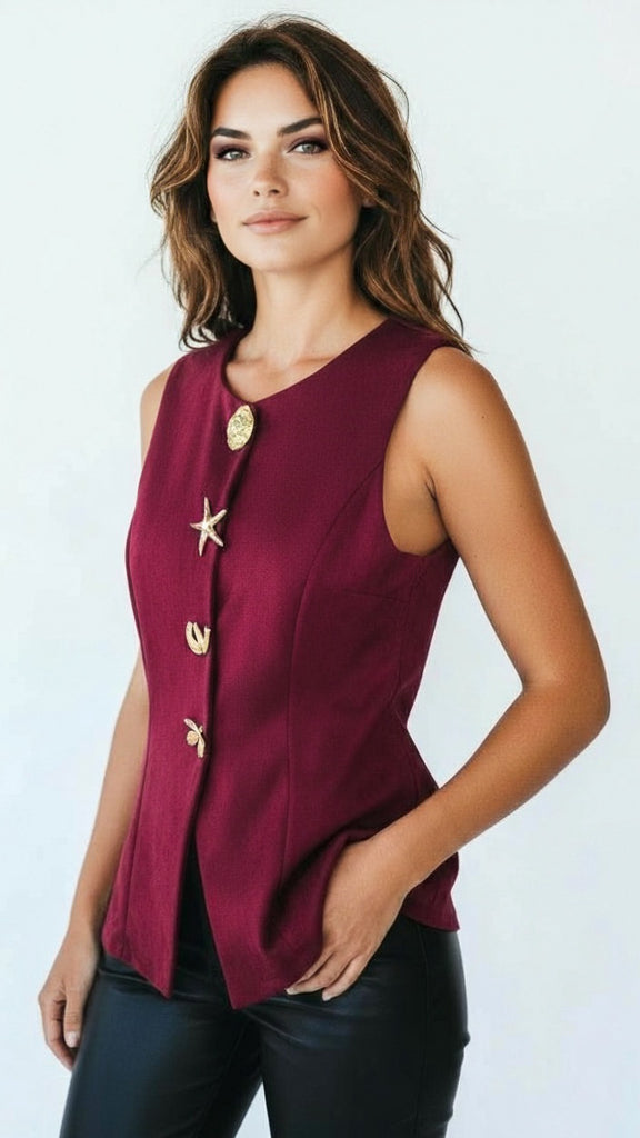 A2640 Burgundy Suede Waistcoat