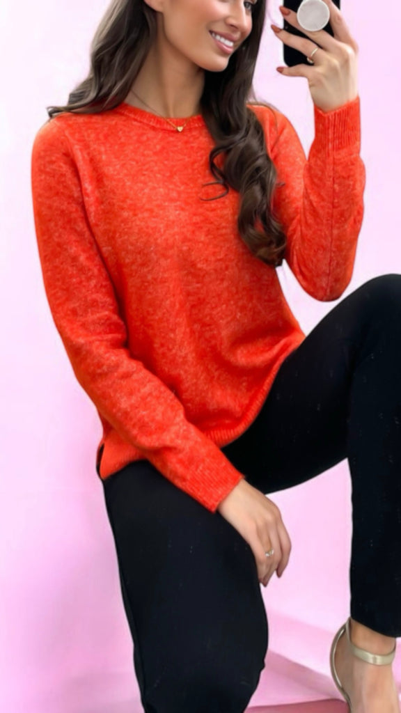 4-A1921 Frsanny Orange Knit Pullover