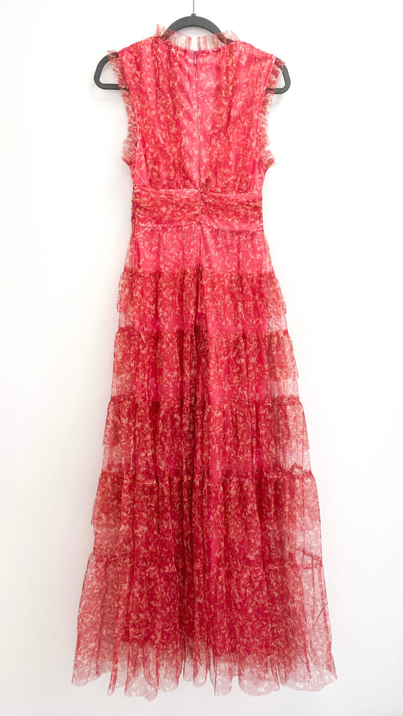 A2266 Pink Print Malva Flounce Maxi Dress