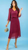 A2756 Burgundy Feather Trim Loose Top Dress