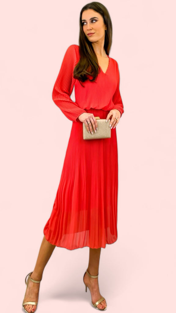 A1545 Coral Sleeved Loose Top Dress