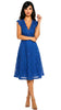 A2919 Karen Lace Brocade Flare Dress Royal