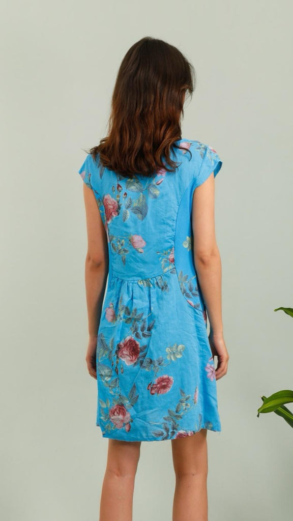 A2482 Nikki Turquoise Linen Dress