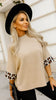 A2624 Beige Leopard Trim Top