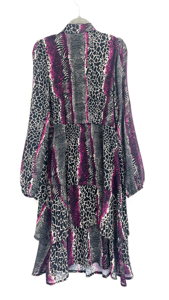 5-A2142 Magenta Animal Print Latina Flounce Dress