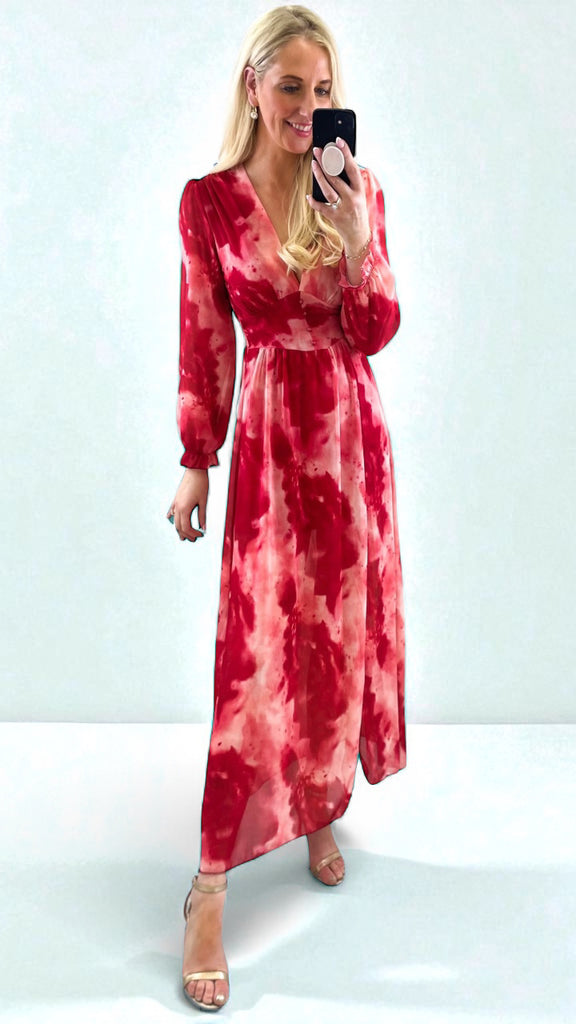 A2494 Red Tie Dye Look Dilys Dress