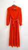 A2298 Orange High Neck Pleat Dress