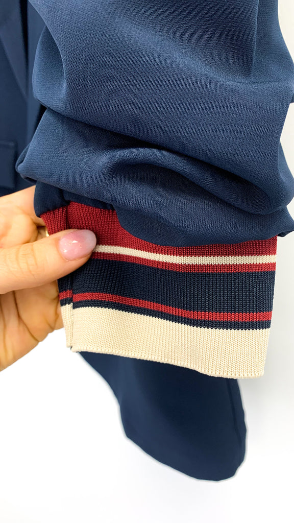 A2196 Navy Stripe Trouser Suit