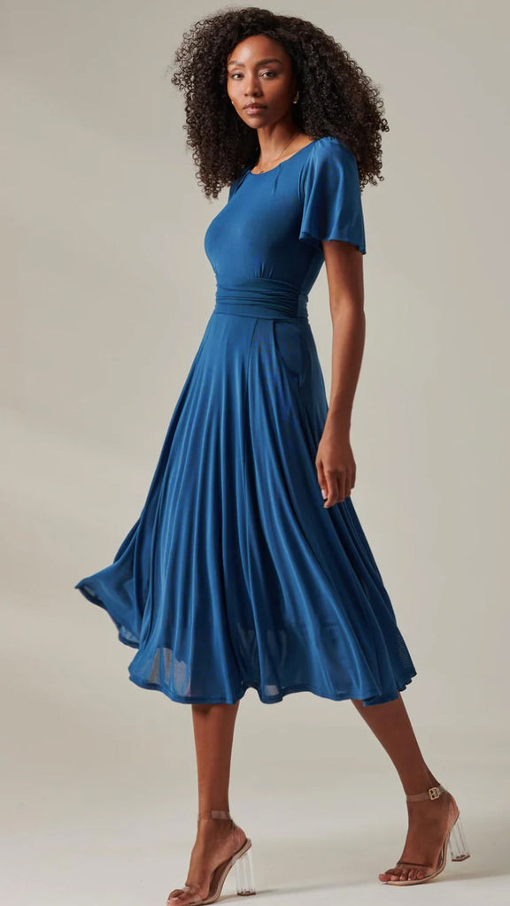 5-A2124 Ayla Teal Flare Dress
