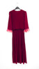 A2756 Burgundy Feather Trim Loose Top Dress