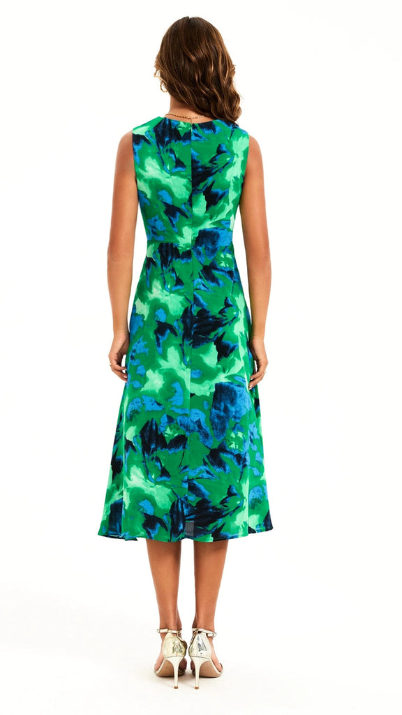 A2813 Winnie Green Floral Dress