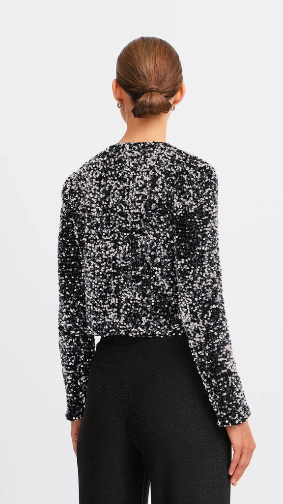 4-A1985 Paillet Silver Sequin Bow Jacket