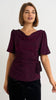 A2758 Magenta Shimmer Cowl Neck Top