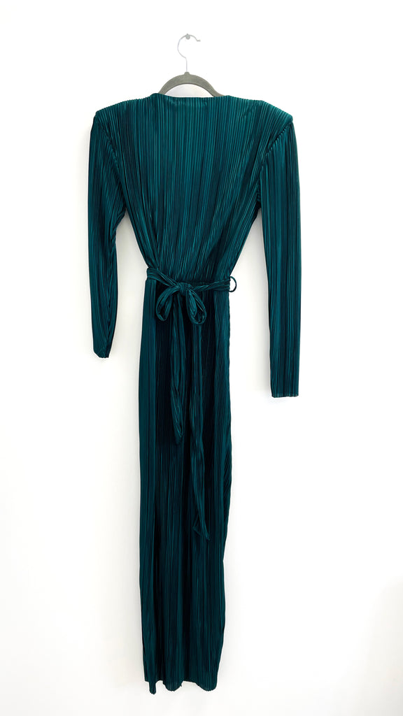 4-A2093 Sleeved Green Elena Ruched Dress