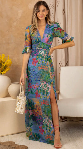 5-A2954 Gracie Neon Coral Flare Dress