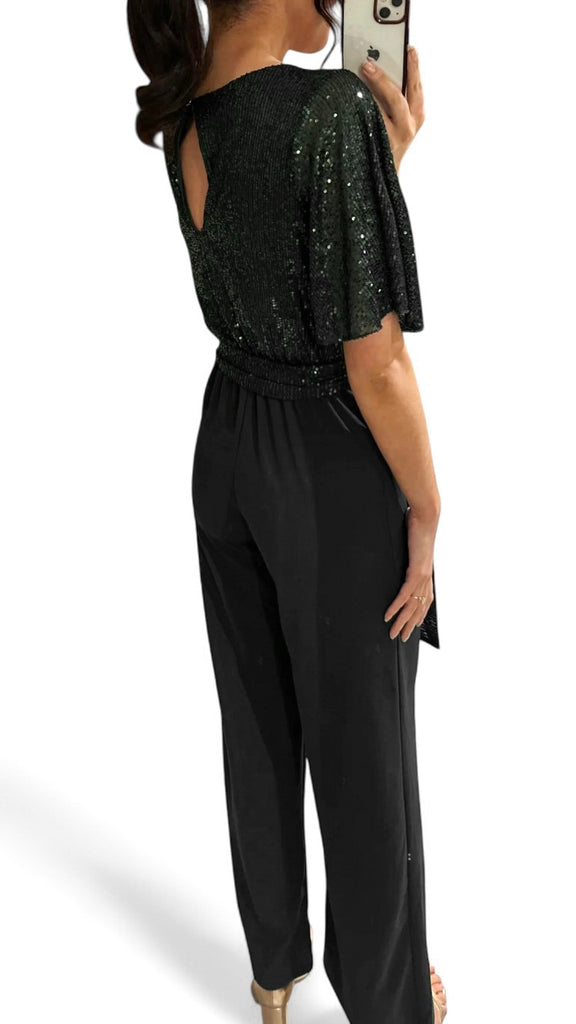 A2071 Amelia Black Sequin Jumpsuit