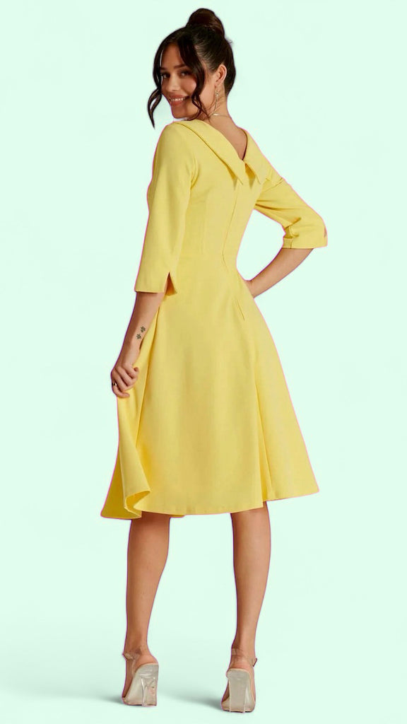5-A1595 Josie Yellow Flare Dress Vintage Style