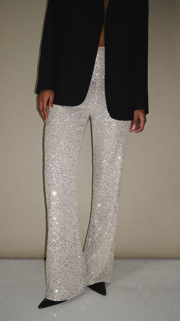 A2762 Beige Sequin Trousers