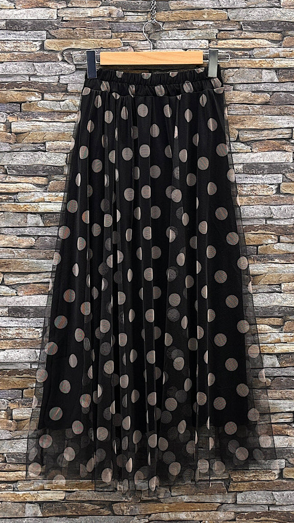 A2625 Black Polka Dot Tulle Skirt