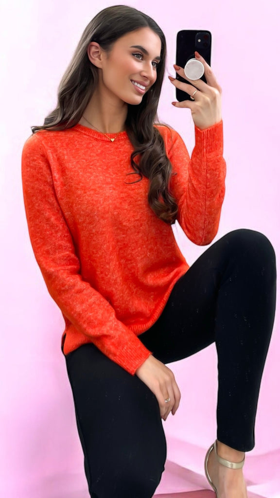 4-A1921 Frsanny Orange Knit Pullover