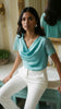 A2998 Turquoise Sateen Top