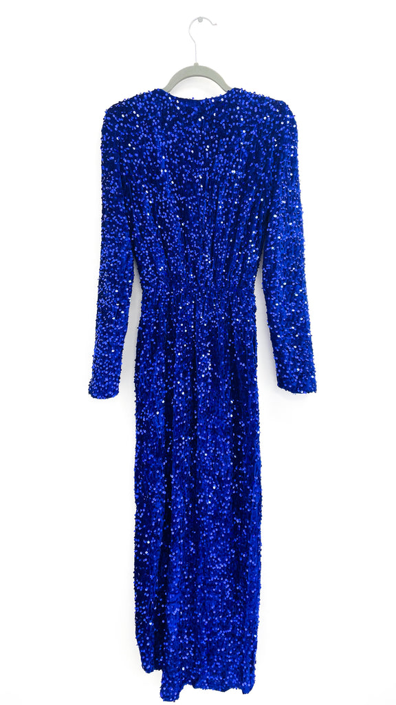 A2510 Royal Sequin Drape Skirt Dress