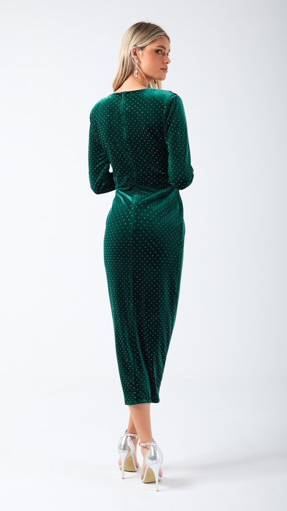 A2000 Milicent Green Velvet Sparkle Dress