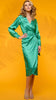 A2250 Valle Green Satin Wrap Dress