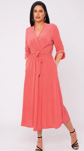 A1570 Mabilia Pink Printed Midi Dress