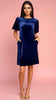 A2754 Navy Velvet Bow Back Dress