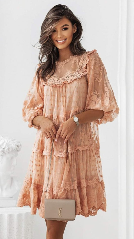 A2411 Maddie Salmon Babydoll Dress