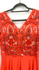 5-A2135 Coral Embellished Flare Dress