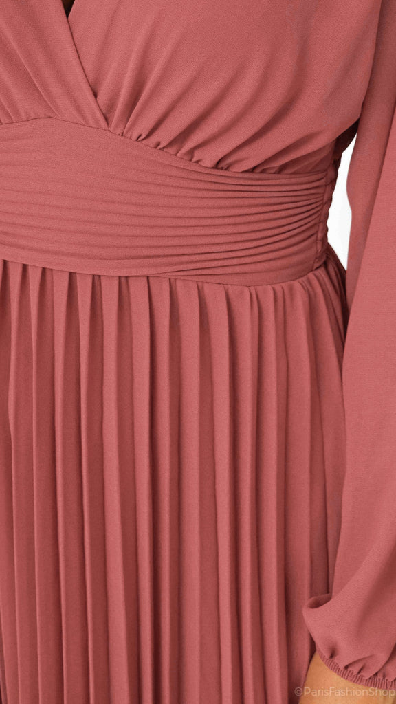 A2846 Chelle Salmon Pleated Dress
